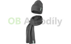 SET - pletená čepice a šála ŠKODA original - šedý