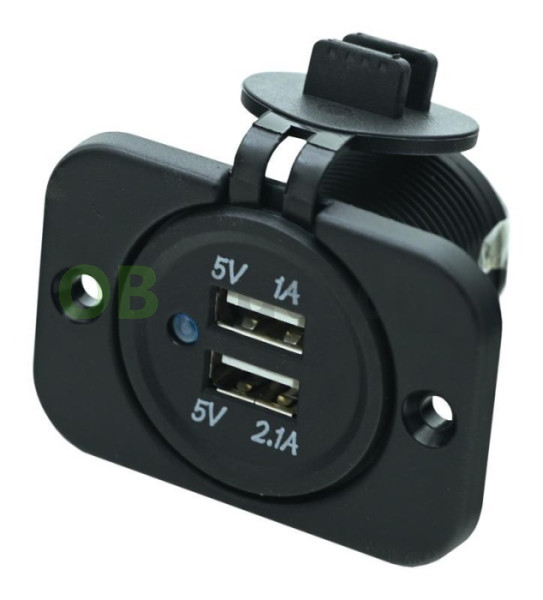 ZÁSUVKA 12V 2x USB 2,1A COMPASS - černá