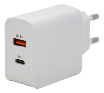 ZÁSTRČKA QUICK CHARGE 3.0 230V (USB-A, USB-C) 18W - COMPASS