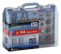 SERVISNÍ BOX MEGA H4 + H4 12V ŽÁROVKY + POJISTKY - COMPASS