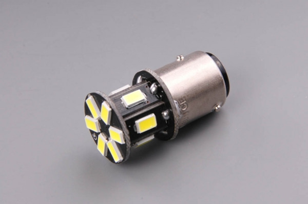 LED žárovka AUTOLAMP 12V 21/4W BAZ15d 12 x LED 5630 - čirá