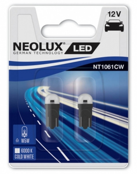 LED žárovka NEOLUX (OSRAM) 12V W2,1x9,5d W5W celosklo (2 ks) - čirá