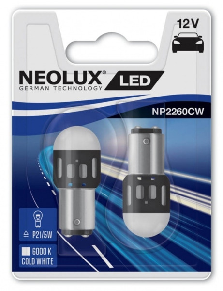 LED žárovka NEOLUX (OSRAM) 12V BAY15d P21/5W (2 ks) - čirá
