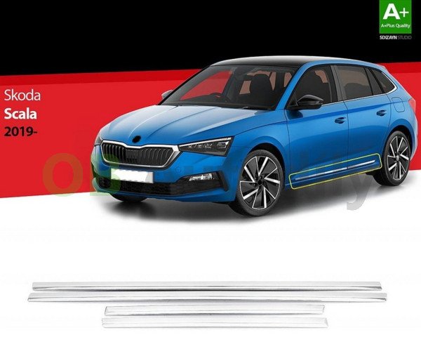 Škoda Scala-Nerez (ABS) ochranné lišty dveří S DiZAYN - chromové
