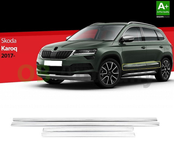 Škoda Karoq-Nerez (ABS) ochranné lišty dveří S DiZAYN - chromové