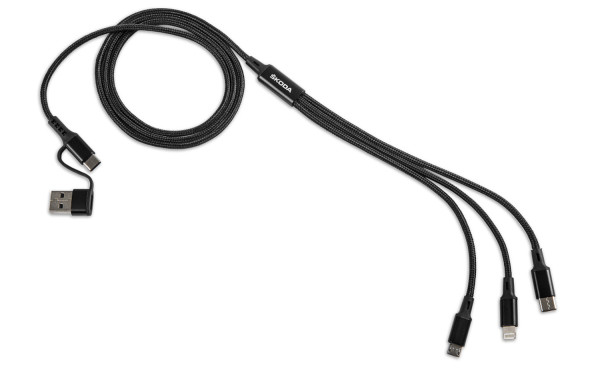 NABÍJECÍ USB KABEL ŠKODA 4v1 original (110 cm) - černý
