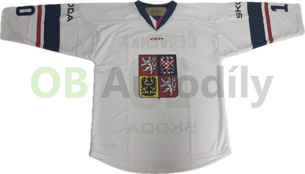 Hokejový dres ŠKODA 2024 #10 Červenka velikost M - bílý