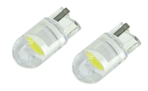 LED žárovka COMPASS 1 LED COB 12V T10 celosklo (2 ks) - čirá