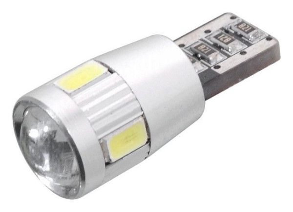LED žárovka COMPASS 6x SMD LED 12V T10 s rezistorem CAN-BUS ready celosklo (1 ks) - čirá