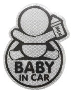 DEKOR samolepící BABY IN CAR - stříbrný