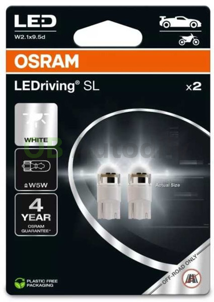 LED žárovka 12V W2,1x9,5d W5W 6000K (celosklo) - Osram