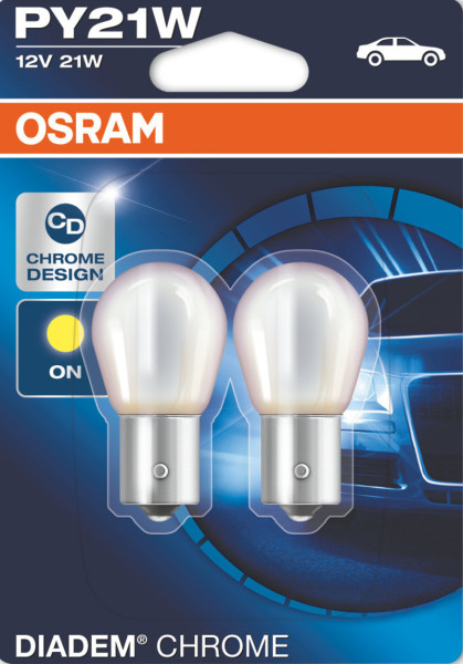 autožárovka OSRAM 12V 21W BAU15s (PY21W) - DIADEM CHROME - oranžová
