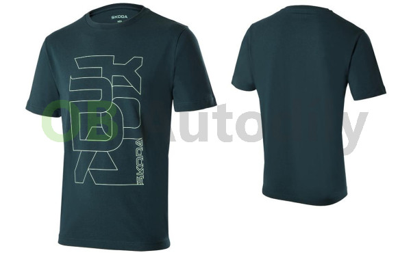 PÁNSKÉ TRIČKO ŠKODA (velký nápis) emerald green original, XXL