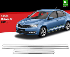 Škoda Octavia III-Nerez ochranné lišty dveří S DiZAYN - chromové