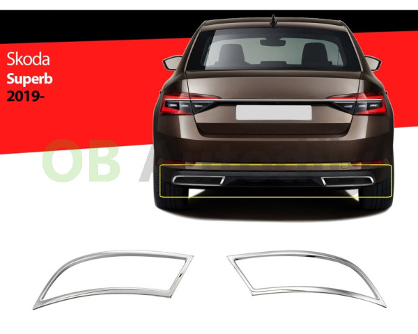 Škoda Superb III face-Rámečky koncovek výfuku nerez S DiZAYN (2 ks) - chrom