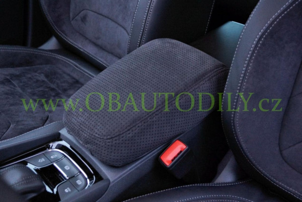 Škoda Kodiaq-Potah loketní opěrky Jumbo box alcantara - černé prošití