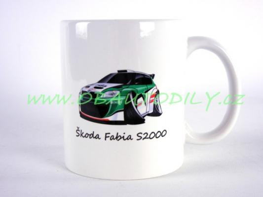 KERAMICKÝ HRNÍČEK bílý - ŠKODA FABIA S2000