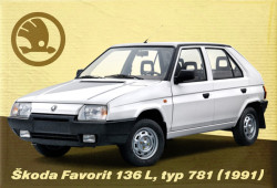 MAGNETKA ŠKODA FAVORIT 136 L typ 781 (1991) - bílý