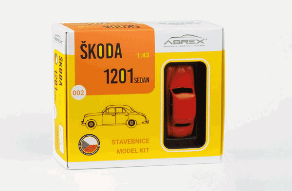 ŠKODA 1201 SEDAN (1956) - ABREX - 1:43 -TAXI - STAVEBNICE - Červená