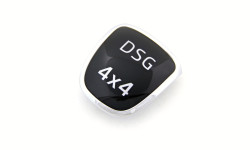 NÁHRADNÍ PLAKETKA ŘADÍCÍ PÁKY ŠKODA (automatická převodovka) s nápisem DSG 4X4 - stříbrné X