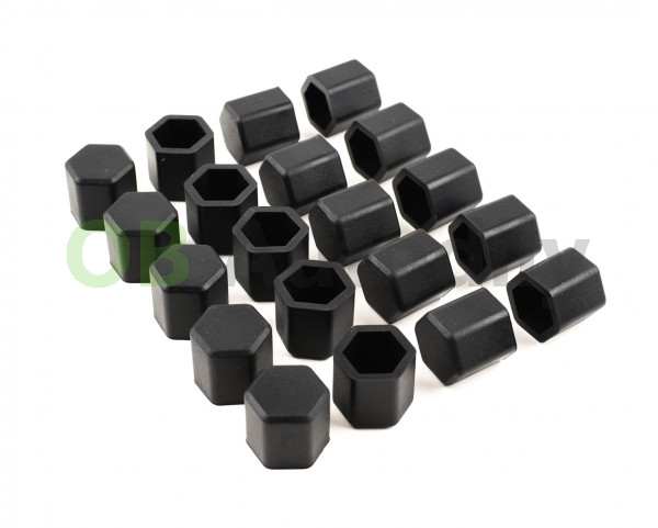 Silikonové krytky na šrouby kol (17 mm-20 ks) černé