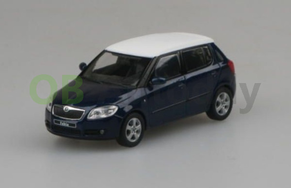 ŠKODA FABIA II HB (2006) - 1:43 - ABREX - Modrá Storm Metalíza - bílá střecha