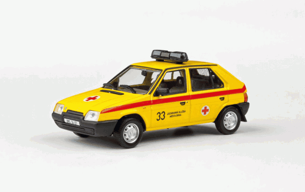 ŠKODA FAVORIT 136L (1988) - ABREX - 1:43 - ZÁCHRANNÁ SLUŽBA města BRNA