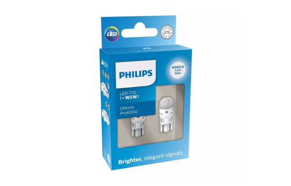 LED žárovka PHILIPS 12V W2,1x9,5d ULTINON Pro6000 SI - 2 ks