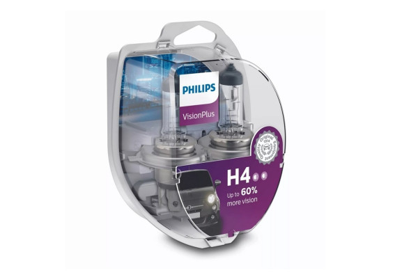 autožárovka PHILIPS H4 12V 60/55W P43t VisionPlus + 60% - 2 ks