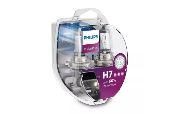 autožárovka PHILIPS H7 12V 55W PX26d VisionPlus + 60% - 2 ks