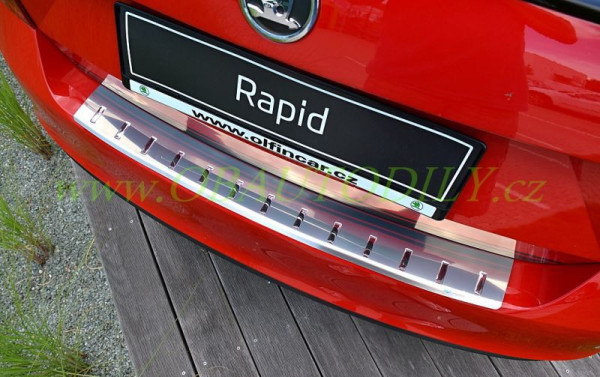 ŠKODA RAPID-OCHRANNÝ KRYT ZADNÍHO NÁRAZNÍKU (ALU-FROST) NEREZ - menší