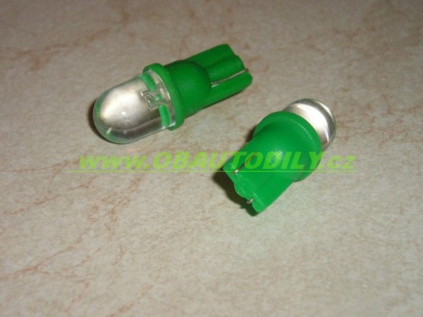 LED žárovka AUTOLAMP 12V 5W W2 1x9,5d (2 ks) - zelená bodovka