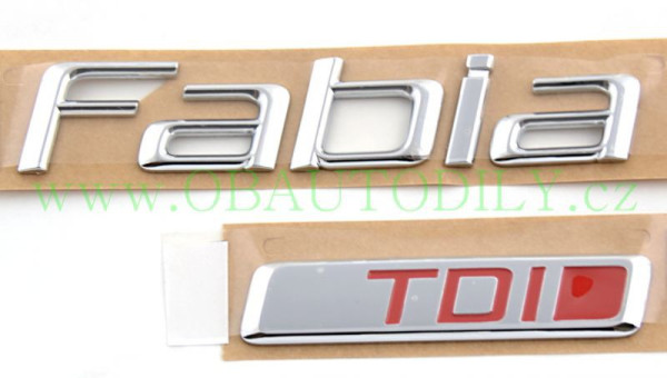 ŠKODA FABIA II-ZADNÍ NÁPIS FABIA TDI original - červené TDI