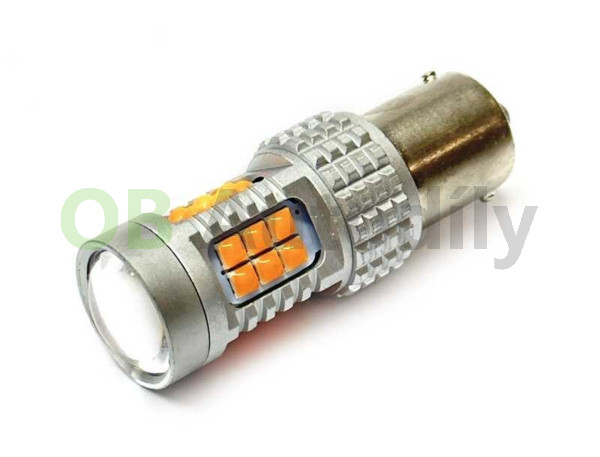 LED žárovka 12V/24V 21W BA15s 30xchip (oranžová) - Autolamp