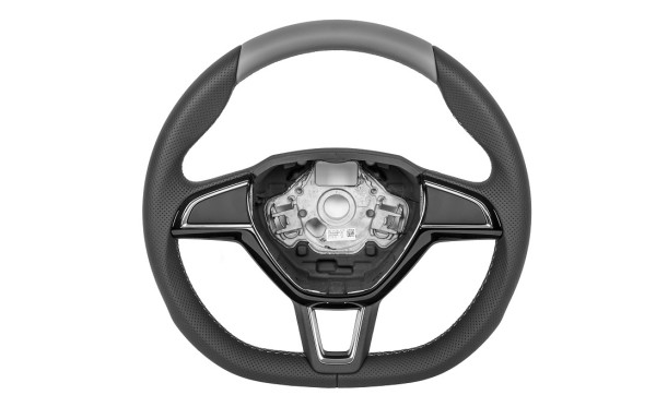 Tříramenný kožený volant ŠKODA (seříznutý/bez multifunkce) original