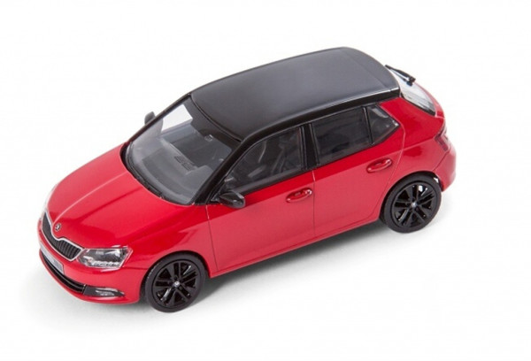 ŠKODA FABIA III HB - 1:43 - i-SCALE - červená s černou střechou