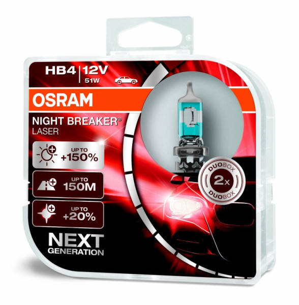 autožárovka OSRAM HB4 12V 51W P22d Night Breaker Laser (2 ks) + 150% více světla