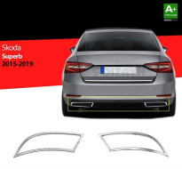 Škoda Superb III-Rámečky koncovek výfuku nerez S DiZAYN (2 ks) - chromové