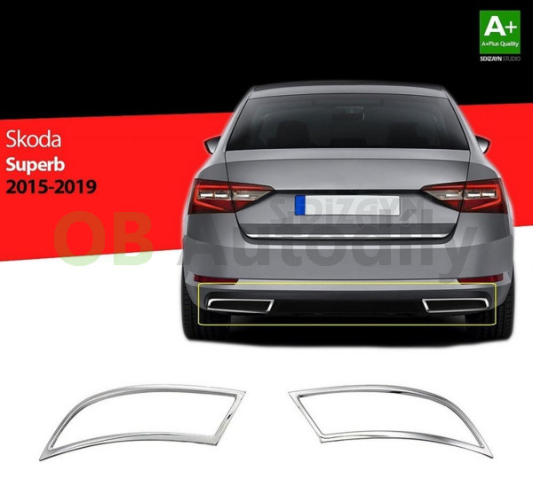 Škoda Superb III-Rámečky koncovek výfuku nerez S DiZAYN (2 ks) - chromové