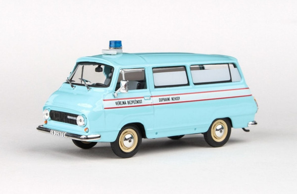 ŠKODA 1203 MIKROBUS (1974) - ABREX - 1:43 - VEŘEJNÁ BEZPEČNOST (DOPRAVNÍ NEHODY) - světle modrá