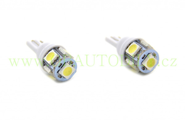 LED žárovka AUTOLAMP 12V 5W W2,1x9,5d celosklo (2 ks) - čirá